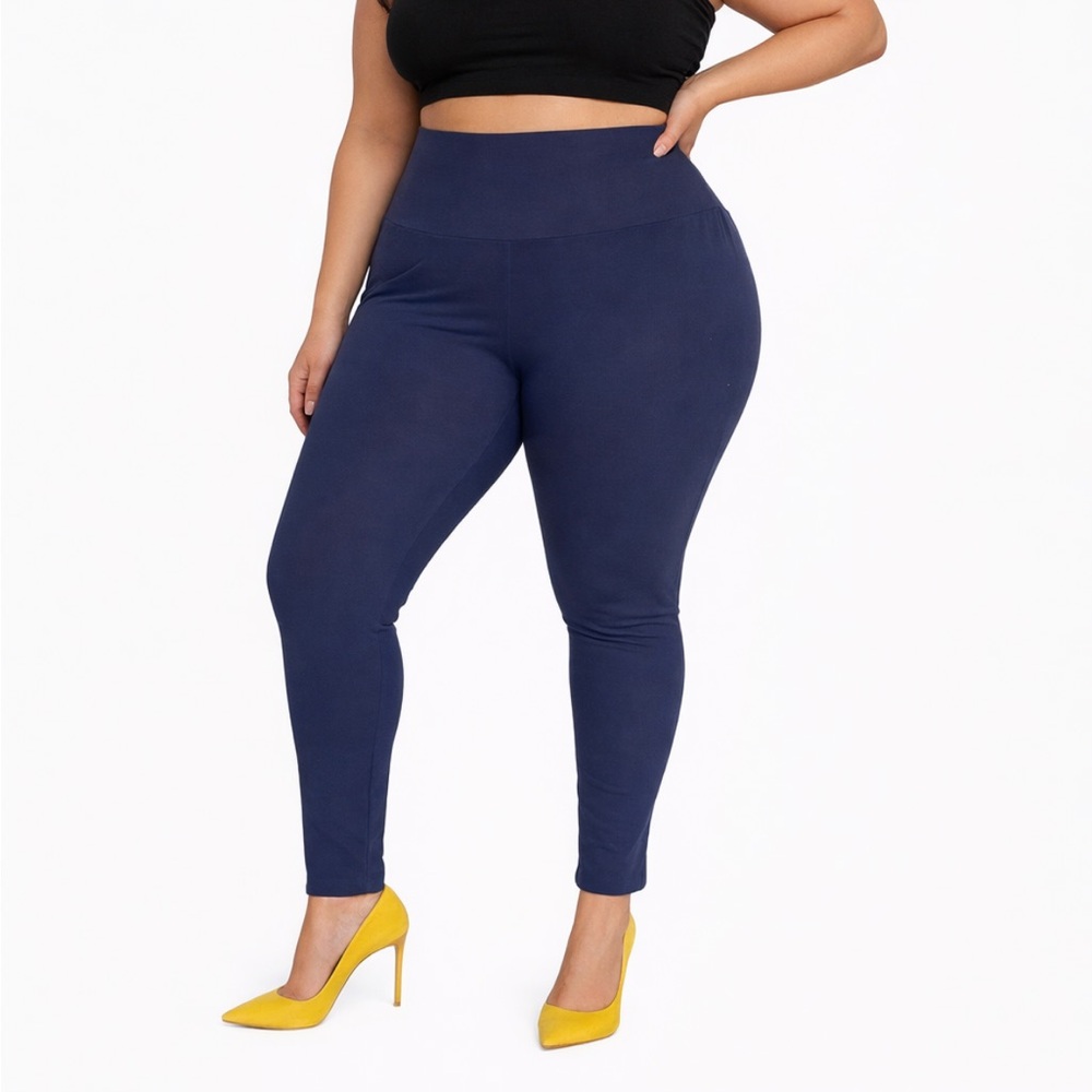 Sunday Woman navy blue high rise stretch full length leggings size 0X/1X